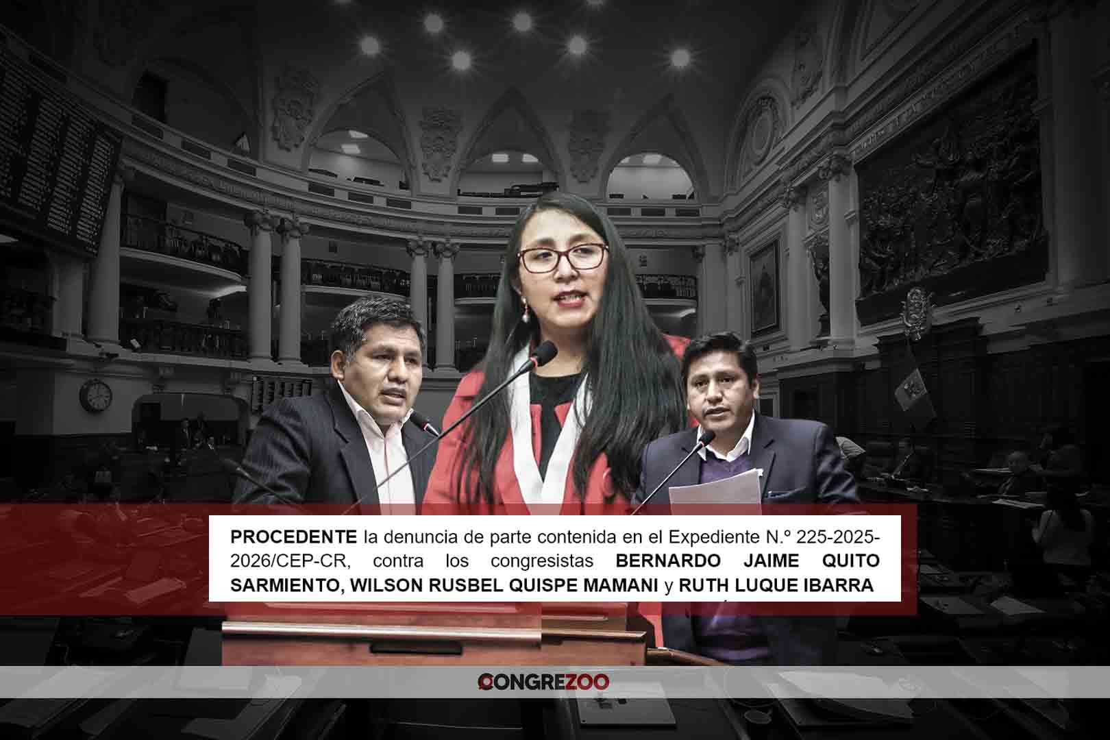 Pretenden abrir proceso ético contra Ruth Luque, Jaime Quito y Wilson Quispe por protestar contra Dina Boluarte
