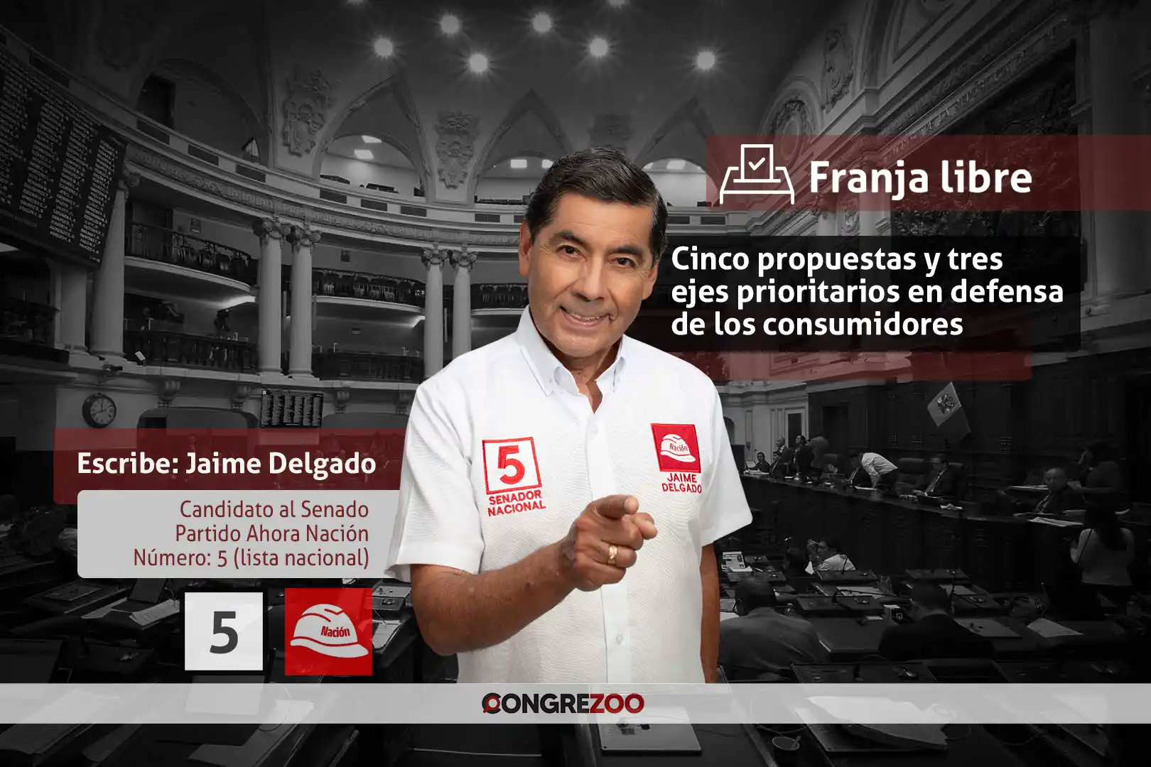 Propuestas de candidatos - Jaime Delgado - Ahora Nación - Cámara de Senadores 2026