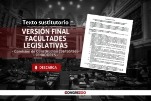 Facultades legislativas: texto sustitutorio final aprobado en Comisión de Constitución del Senado | Documento PDF
